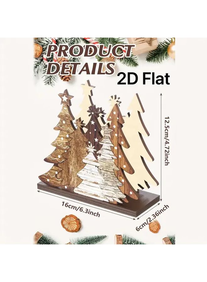 حامل مناديل خشب شجرة عيد الميلاد موزع ورق تواليت ديكور عطلة ريفي هدية - Image 2